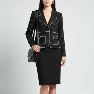 Vtg Rampage Black and Whie 3 Button Blazer Bow Accents Size L